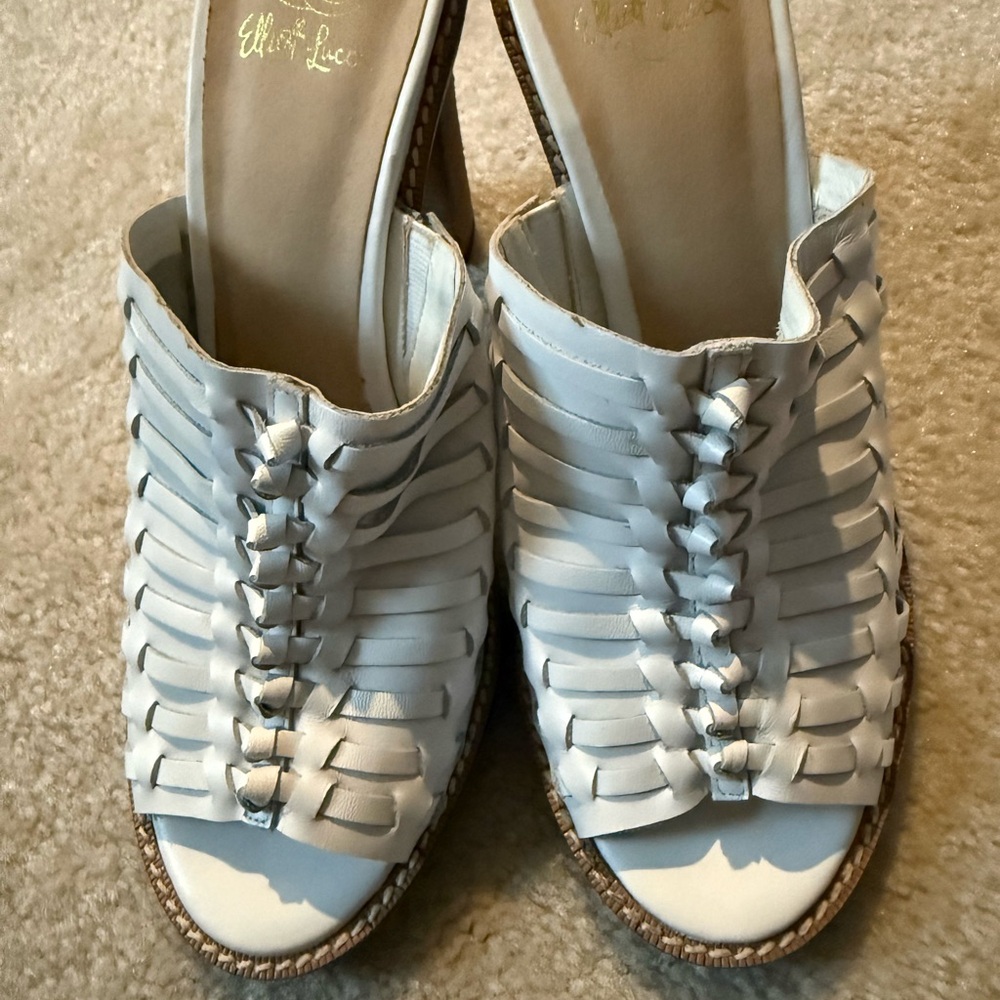 Elliott Lucca White Woven Slide Mules